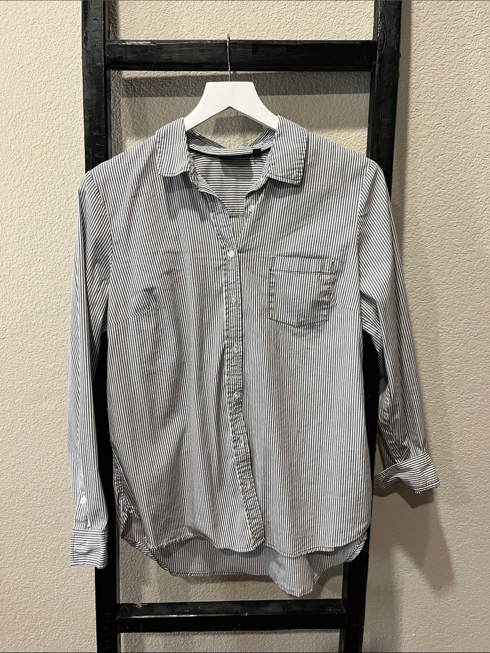 Striped Button-Down Women’s Shirt - Blue/White